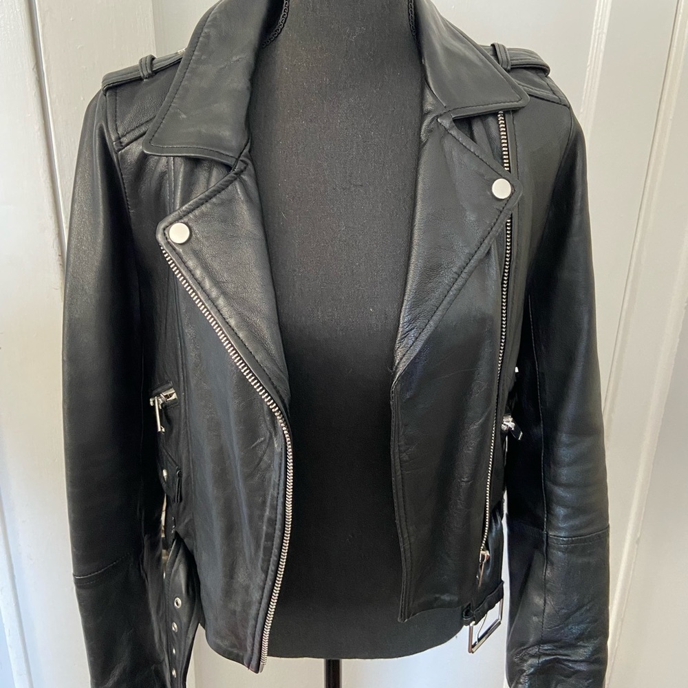 Zara leather biker jacket XS